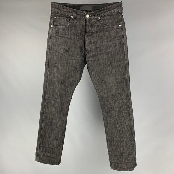 MISBHV Size 29 Black Embroidery Cotton Button Fly Jeans - Picture 1 of 5